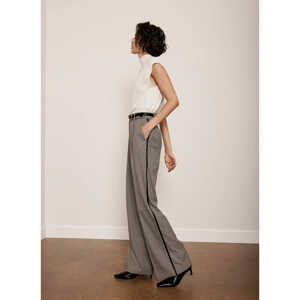 Mint Velvet Neutral Check Side Stripe Trousers